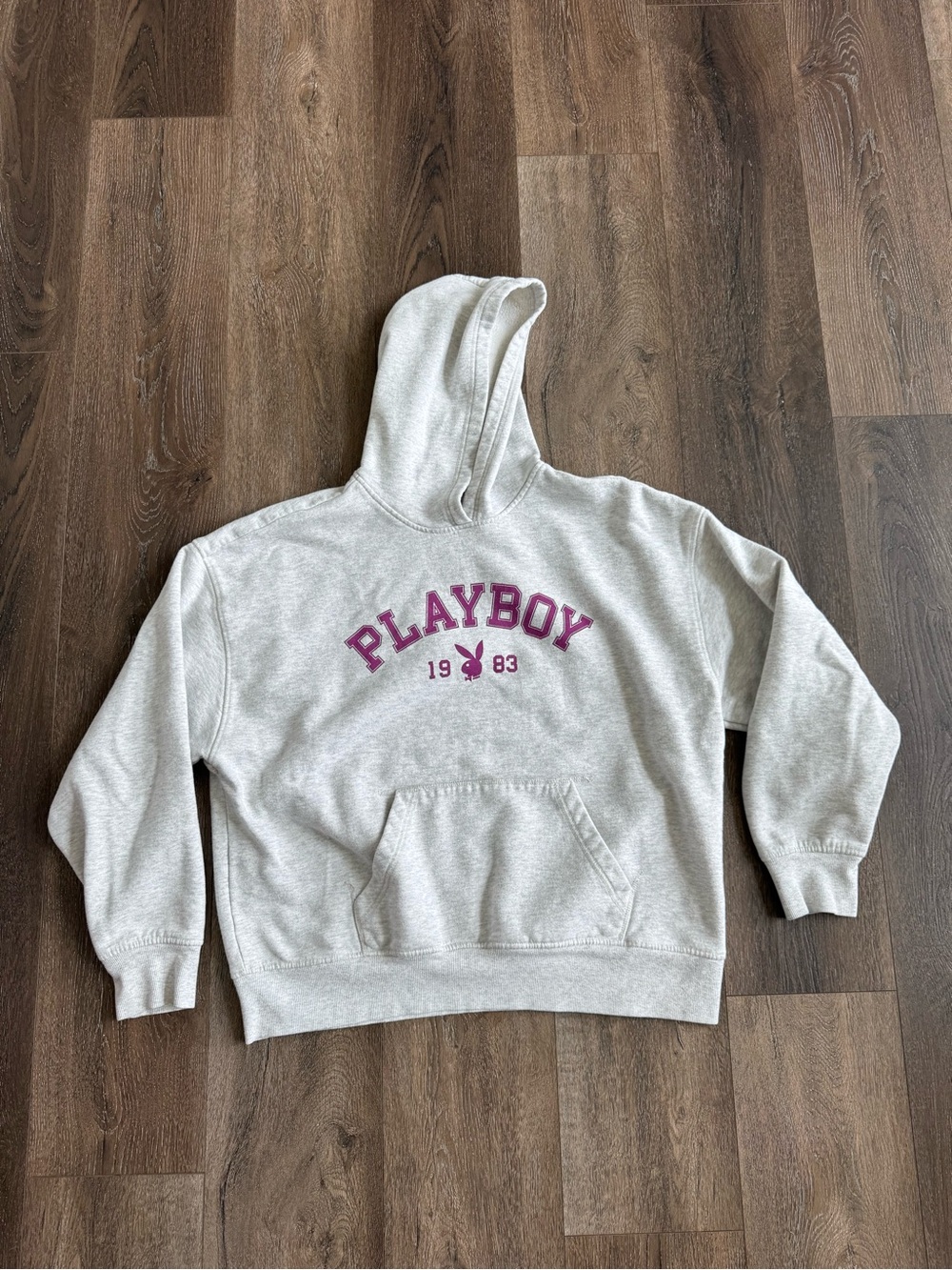 PLAYBOY Light Gray Hoodie with Logo
